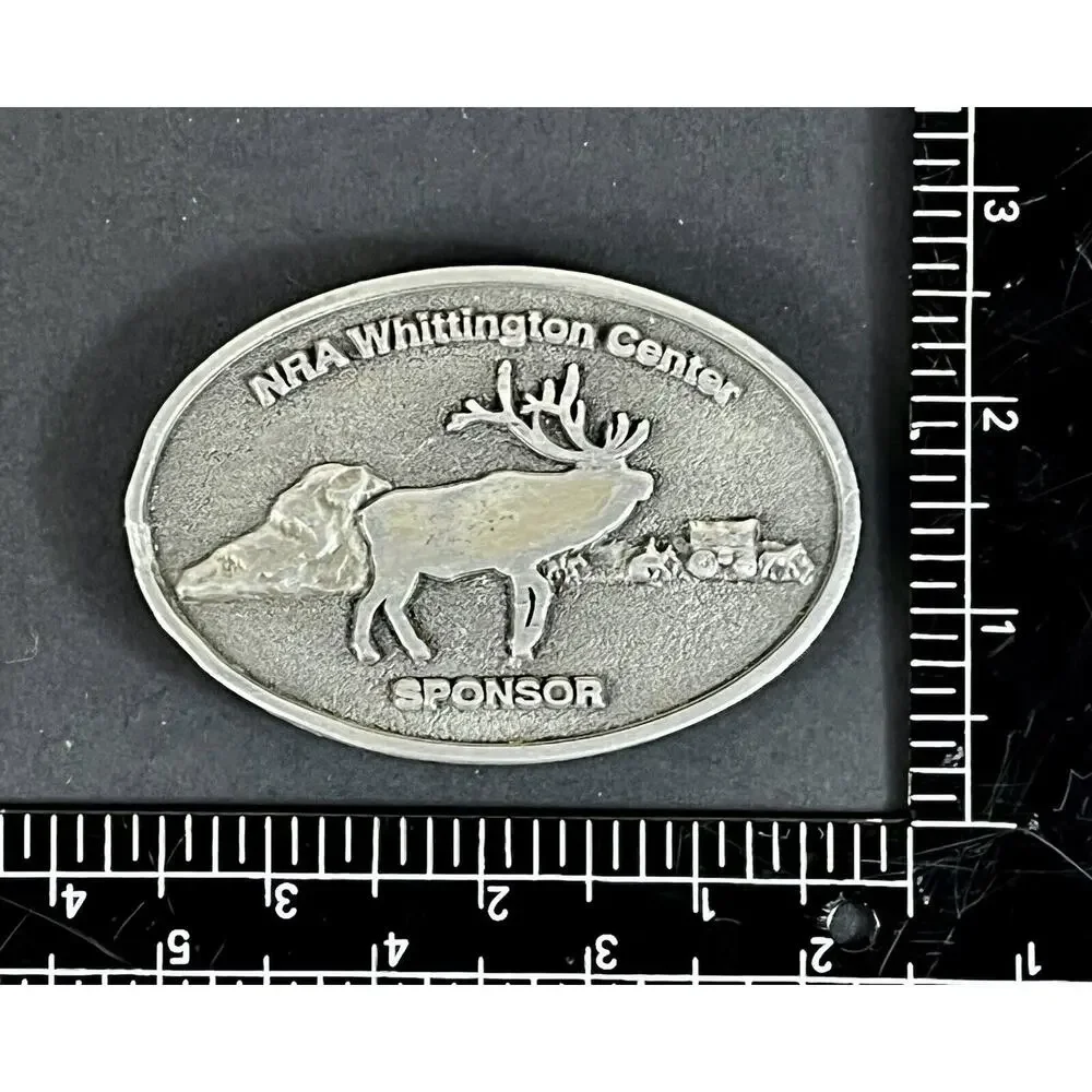 Bull Elk NRA WITTINGTON CENTER SPONSOR BELT BUCKLE Estate Western Cowboy Vintage